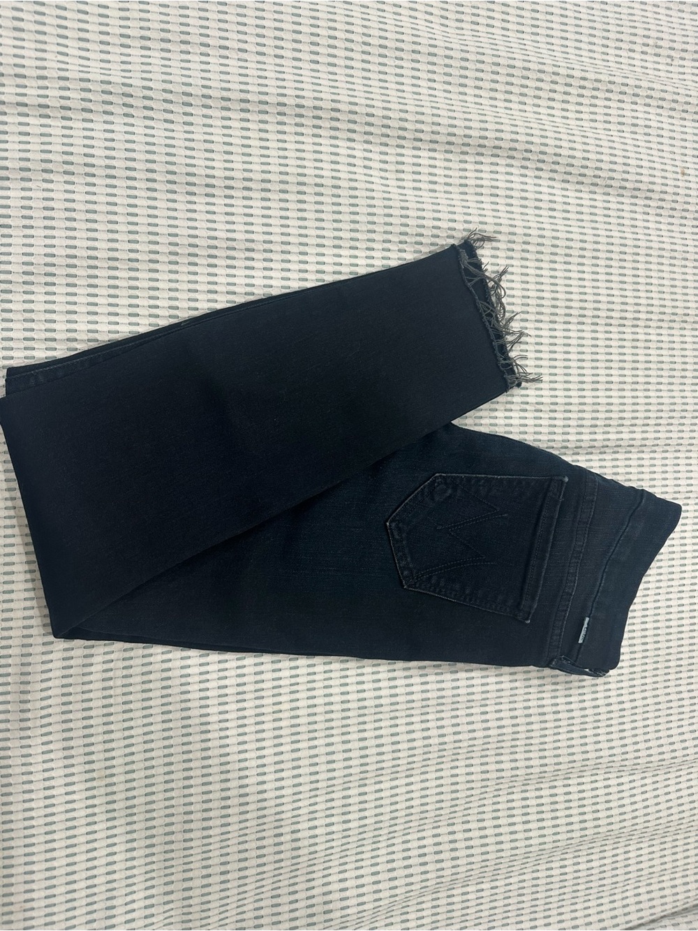 MOTHER Black Skinny Jeans with Raw Hem